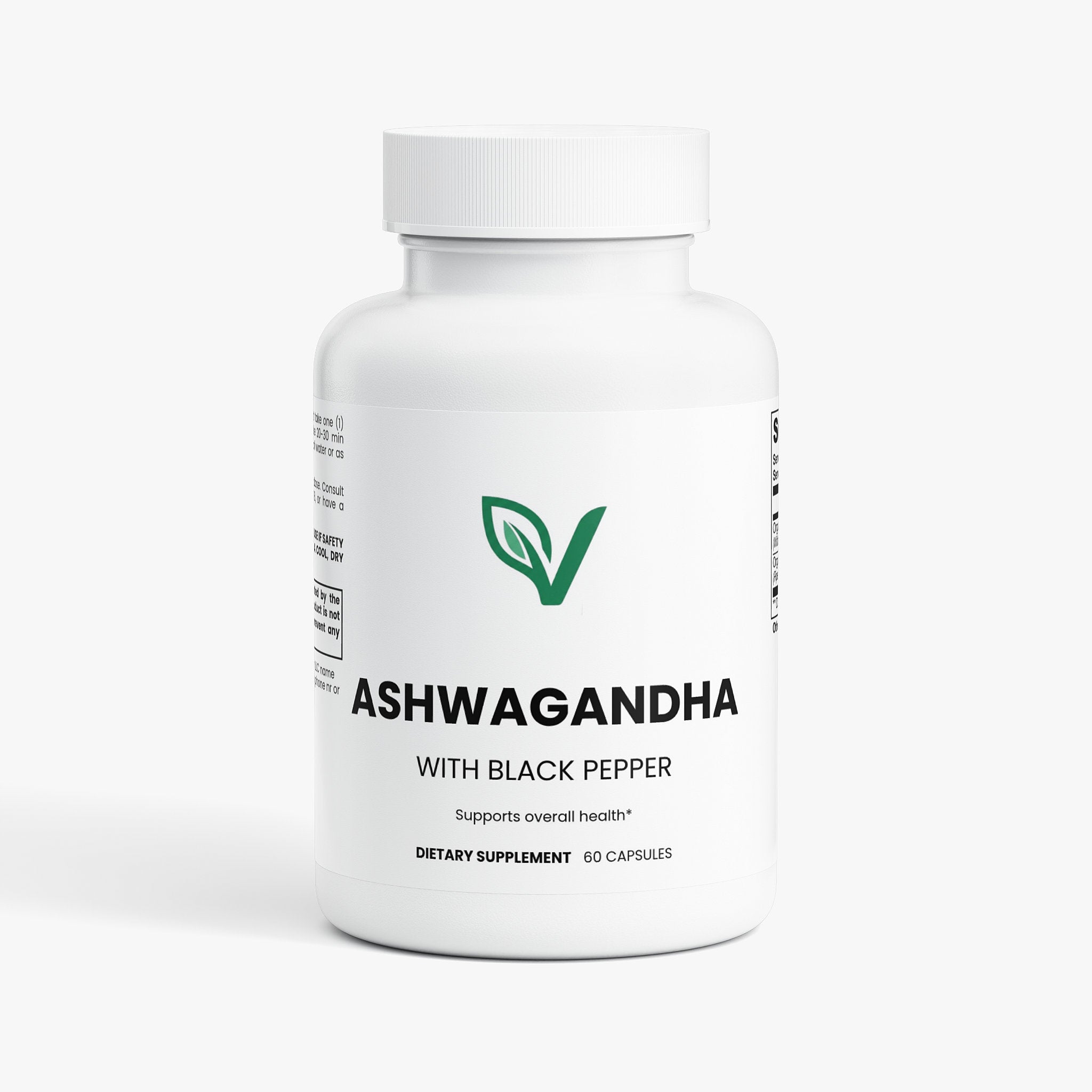 PureVita Ashwagandha with Black Pepper supplement bottle